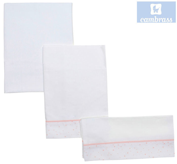CAMBRASS - LENÇÓIS PARA ALCOFA 3 PCS 80x120 CM ASTRA ROSA