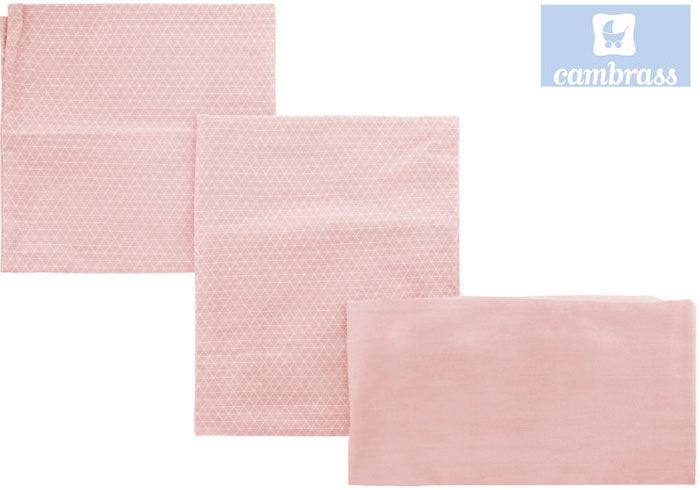 CAMBRASS - LENÇÓIS PARA ALCOFA 3 PCS 80x120 CM LUA ROSA