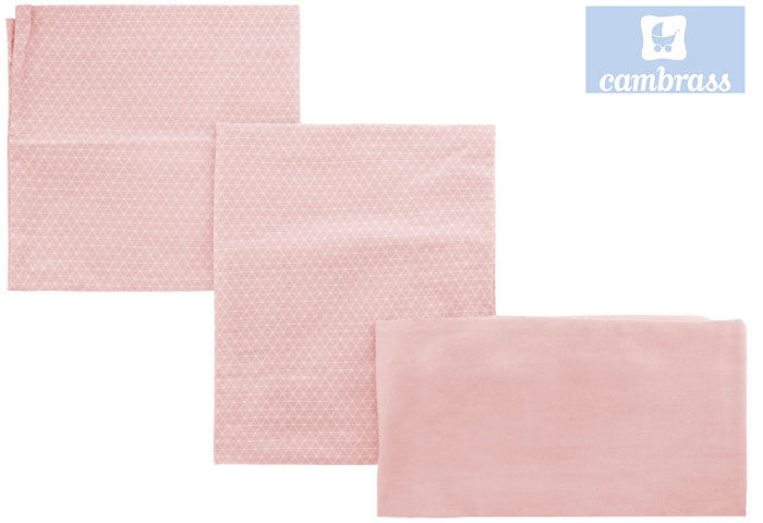 CAMBRASS - LENÇÓIS BERÇO 3 PCS 80x120 CM LUA ROSA