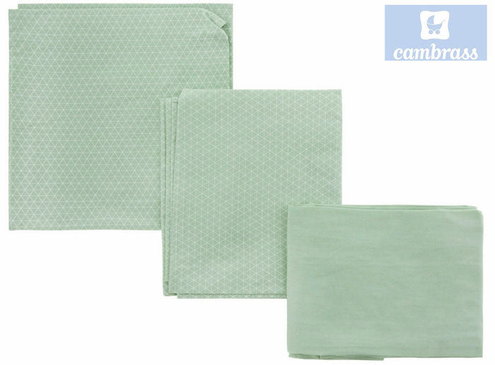 CAMBRASS - LENÇÓIS BERÇO 3 PCS 120x180 CM LUA VERDE