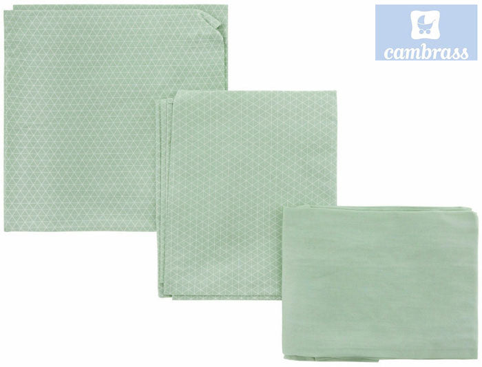 CAMBRASS - LENÇÓIS BERÇO 3 PCS 80x120 CM LUA VERDE