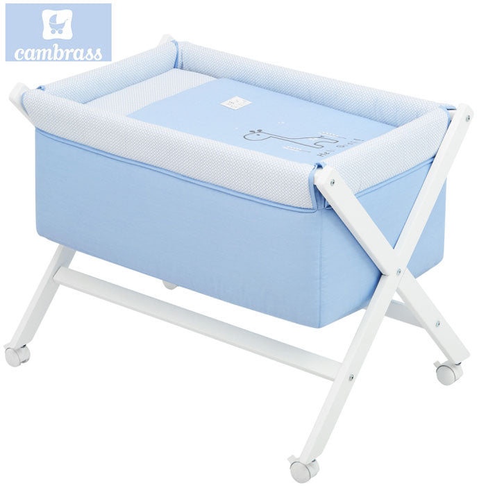 CAMBRASS - BERÇO DE MADEIRA GIRAFA AZUL / BCO 55x87x74 CM