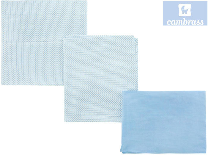 CAMBRASS - LENÇÓIS BERÇO 3 PCS 100x165 CM GIRAFA AZUL