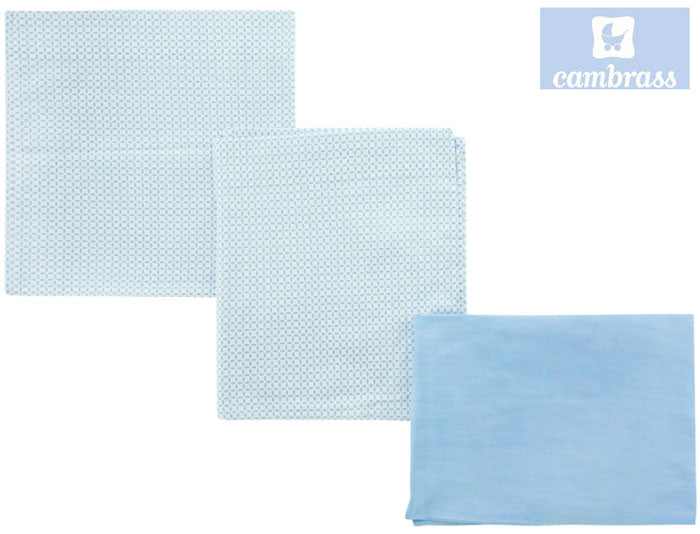 CAMBRASS - LENÇÓIS PARA ALCOFA 3 PCS 80x120 CM GIRAFA AZUL