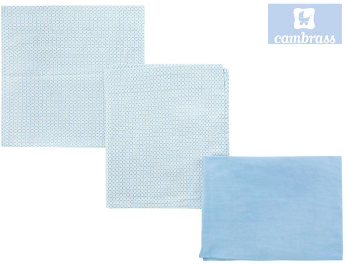 CAMBRASS - LENÇÓIS BERÇO 3 PCS 80x120 CM GIRAFA AZUL