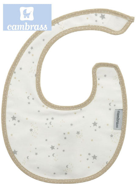 CAMBRASS - BABETE COM VELCRO CÉU BEGE / ESTRELA 16x19 CM