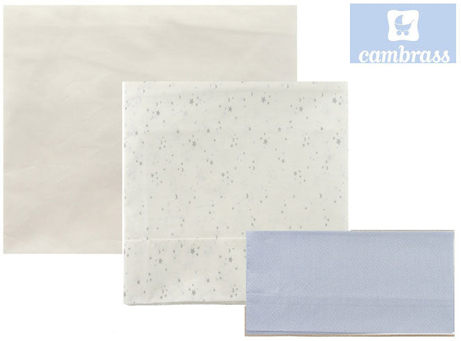 CAMBRASS - LENÇÓIS BERÇO 3 PCS 100x165 CM CÉU CELESTE