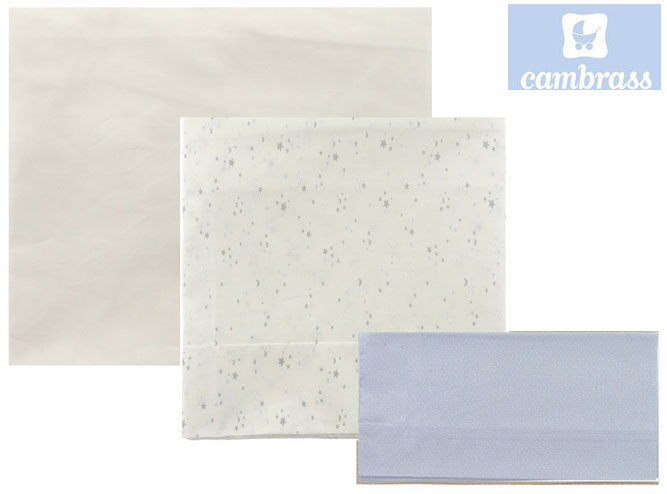 CAMBRASS - LENÇÓIS BERÇO 3 PCS 80x120 CM CÉU CELESTE