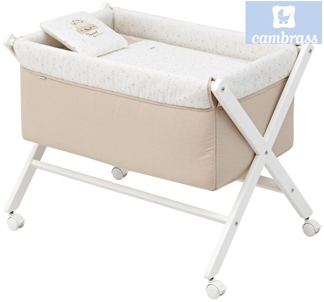CAMBRASS - BERÇO DE MADEIRA CÉU BEIGE / BCO 55x87x74 CM