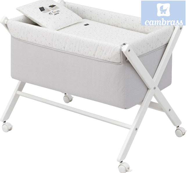 CAMBRASS - BERÇO DE MADEIRA CÉU CINZA / BCO 55x87x74 CM