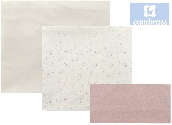 CAMBRASS - LENÇÓIS BERÇO 3 PCS 100x165 CM CÉU ROSA