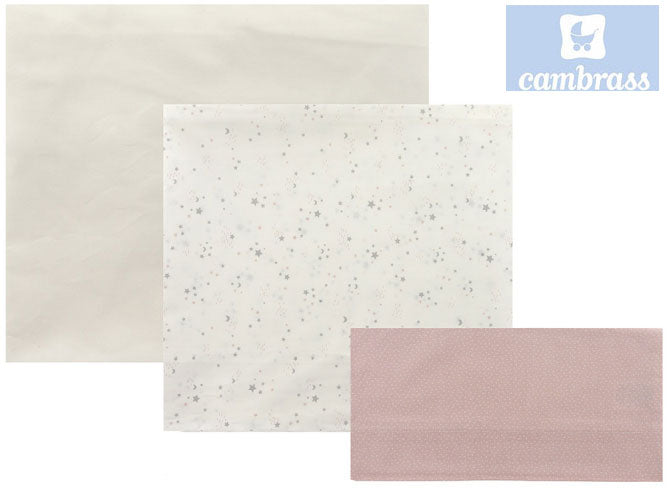 CAMBRASS - LENÇÓIS BERÇO 3 PCS 80x120 CM CÉU ROSA