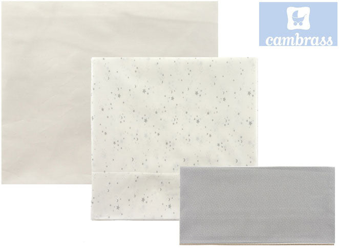 CAMBRASS - LENÇÓIS PARA ALCOFA 3 PCS 80x120 CM CÉU CINZA