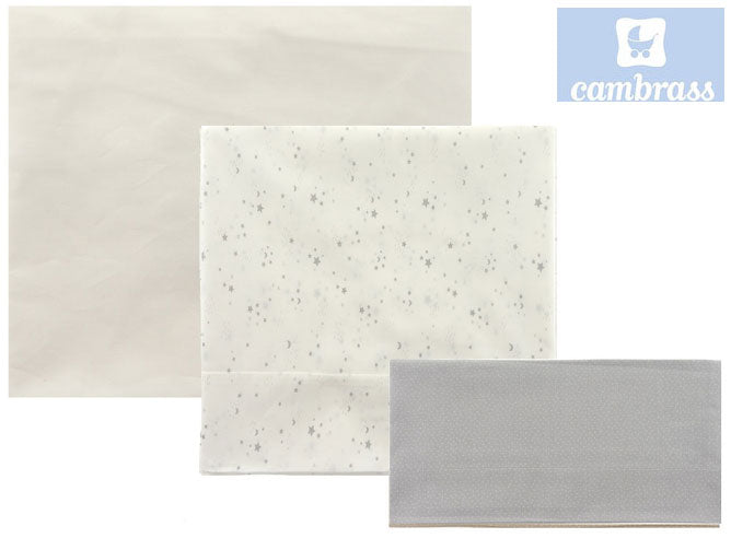 CAMBRASS - LENÇÓIS BERÇO 3 PCS 80x120 CM CÉU CINZA