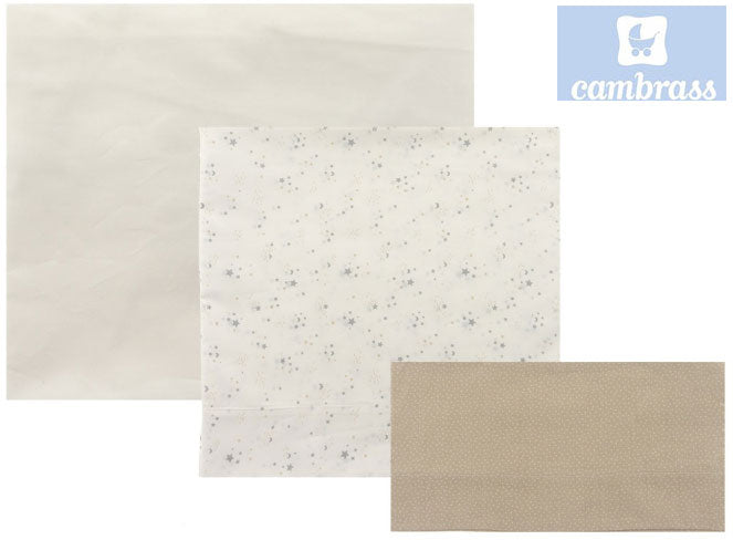 CAMBRASS - LENÇÓIS BERÇO 3 PCS 100x165 CM CÉU BEIGE