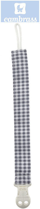 CAMBRASS - CORRENTE DE CHUPETAS MAGIX CLIP VICHY CINZA 2x21,5 CM