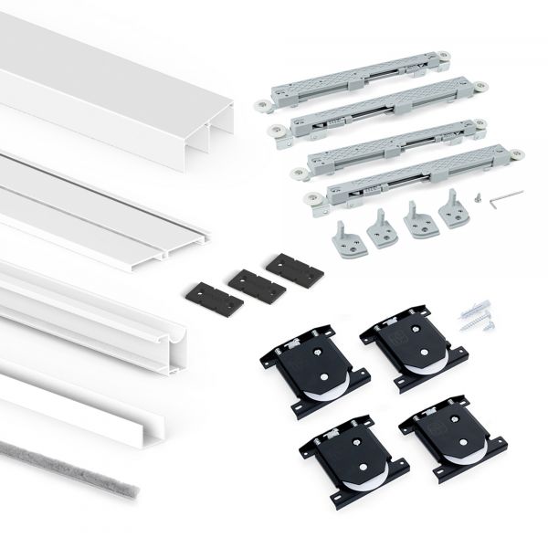 EMUCA Sistema de Correr para Armario 2 Puertas Rodadura Inferior Placard 74 com Perfiles Wave e Cierre Suave 6031312