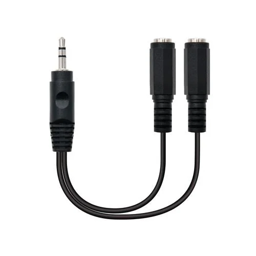 Cabo de Divisão Áudio Nanocable Jack 3,5/M – 2x Jack 3,5/F 15 CM Preto