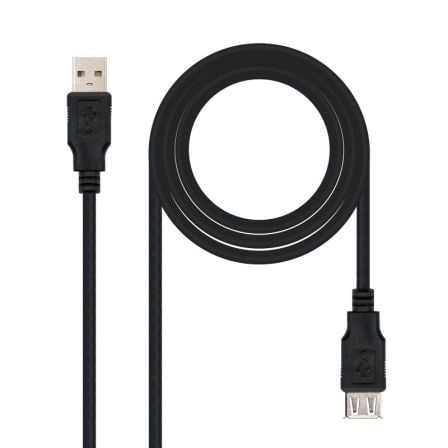 Cable Alargador USB 2.0 NANO CABLE / 1.8m / Preto / 10.01.0203-BK