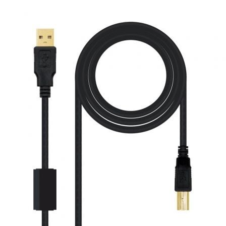 Cabo USB 2.0 Nanocable / Macho Tipo-B / 3m / Preto / 10.01.1203