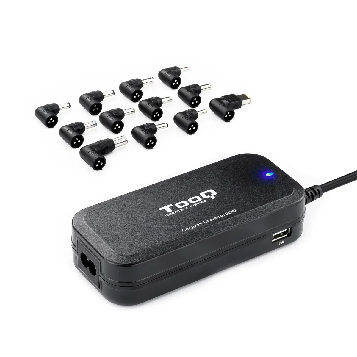 Carregador de Portátil Tooq 90W 2x USB 12 Conectores Preto