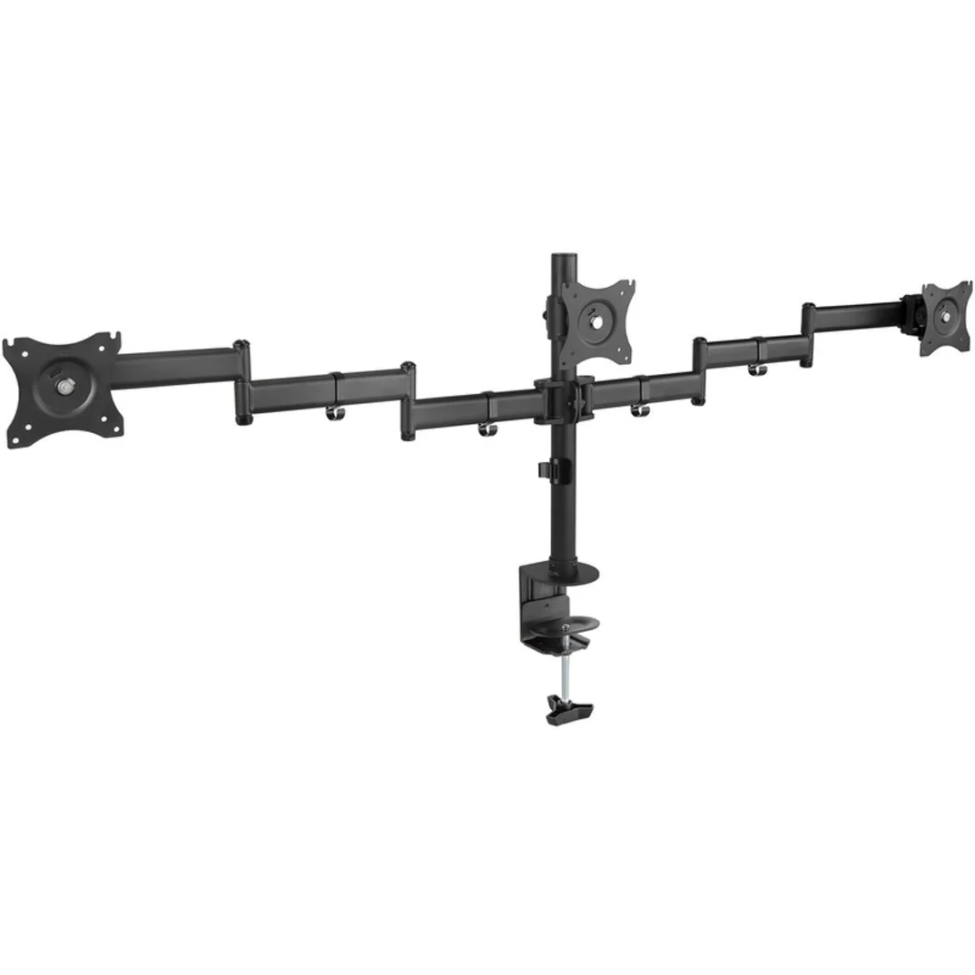 Suporte de Mesa Tooq Triplo Tilt e Giratório 13′ a 27′ Max. 8kg/Monitor Preto