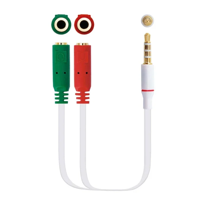 Cabo de Divisão Áudio Nanocable Jack 3,5/M 4 PINOS – 2x Jack 3,5/F 3 PINOS 20 CM Branco