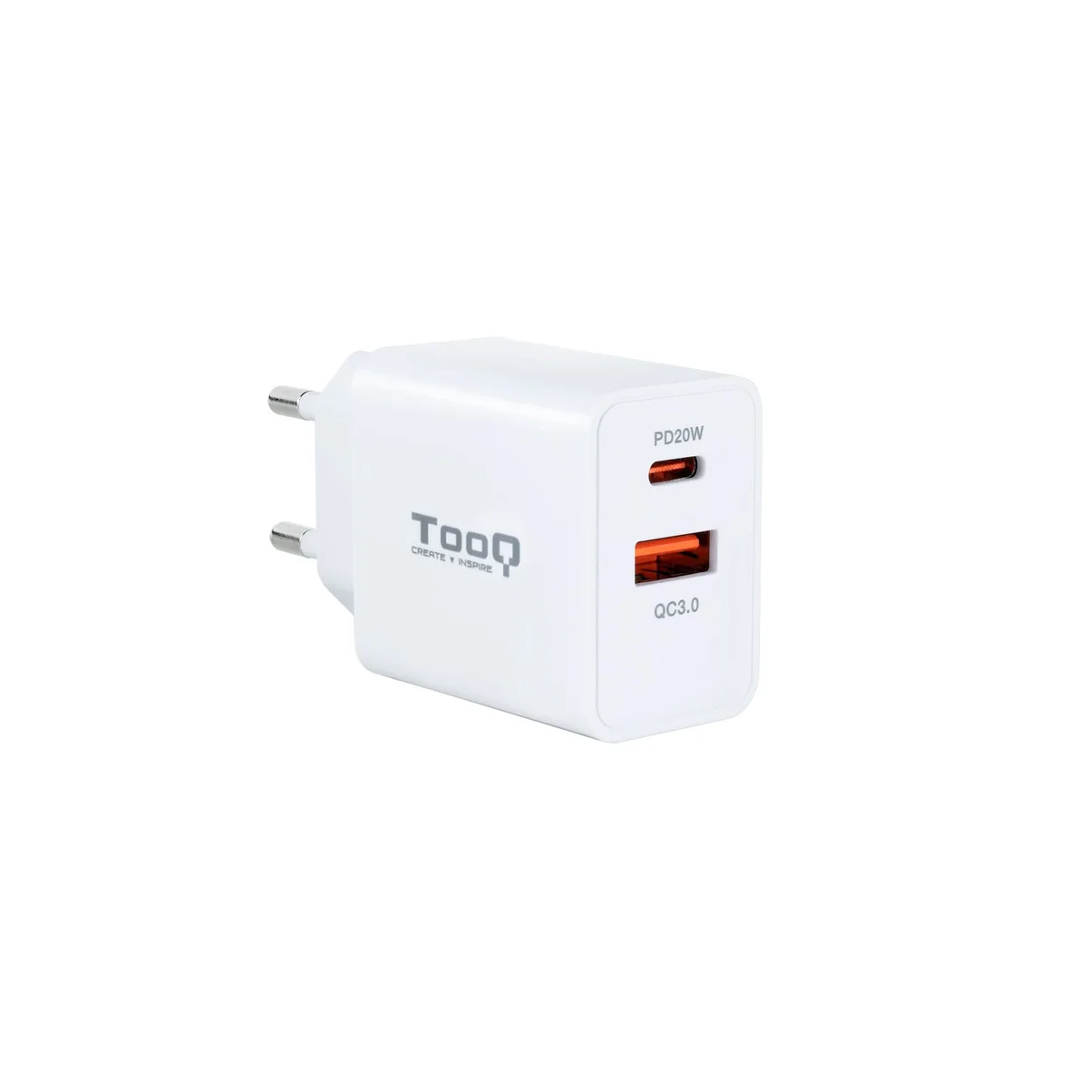TooQ Carregador de Parede 1 x USB Tipo-C 1 x USB - 20W