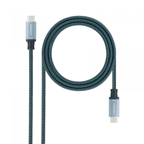 Nanocable 10.01.4100-COMB cabo USB 0,5 m USB 3.2 Gen 2 (3.1 Gen 2) USB C Preto, Cinzento