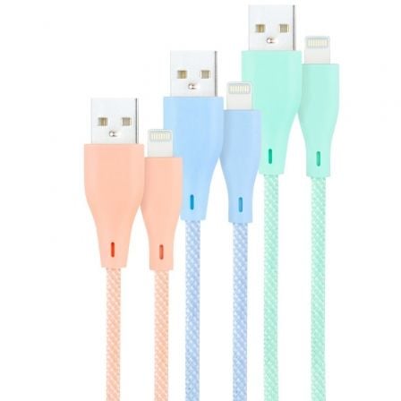 Cabo USB 2.0 Lightning Nanocable / 1m / 3 Unidades / Rosa / Azul / Verde / 10.10.0401-CO1