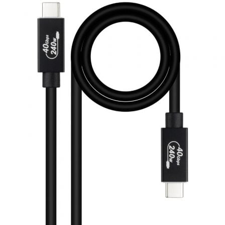 Cabo USB 4.0 Nanocable / Tipo-C Macho - Tipo-C Macho / Até 240W / 40Gbps / 1m / Preto / 10.01.5001