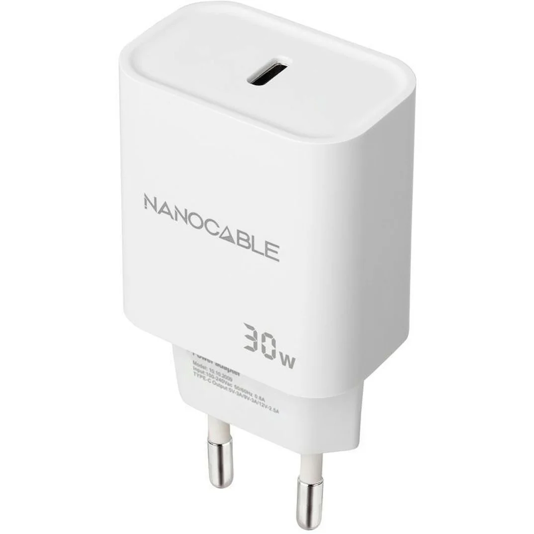 Carregador Nanocable USB-C/PD 30W Branco