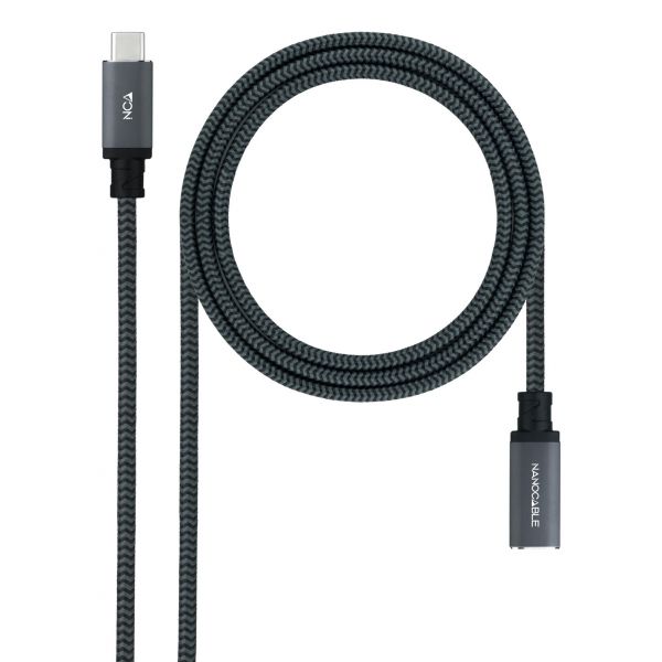 Nanocable 10.01.4502-COMB Cabo Prolongador USB-C 3.2 Gen 2x2 20Gbps 100W 4K 60Hz 2 Metros Preto