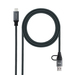 Nanocable Cabo USB 3.2 Gen2x2 20Gbps 5A/100W USB-C + USB-A/M a USB-C/M 1m Cinzento