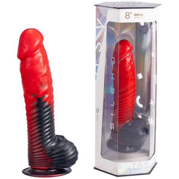 Silexd Devil Dildo Fantasia Termo-Reativo Vermelho & Preto 20.3cm