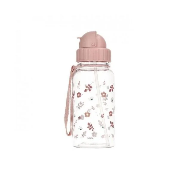 Tutete Garrafa com Palhinha 500ml Leaves Pink
