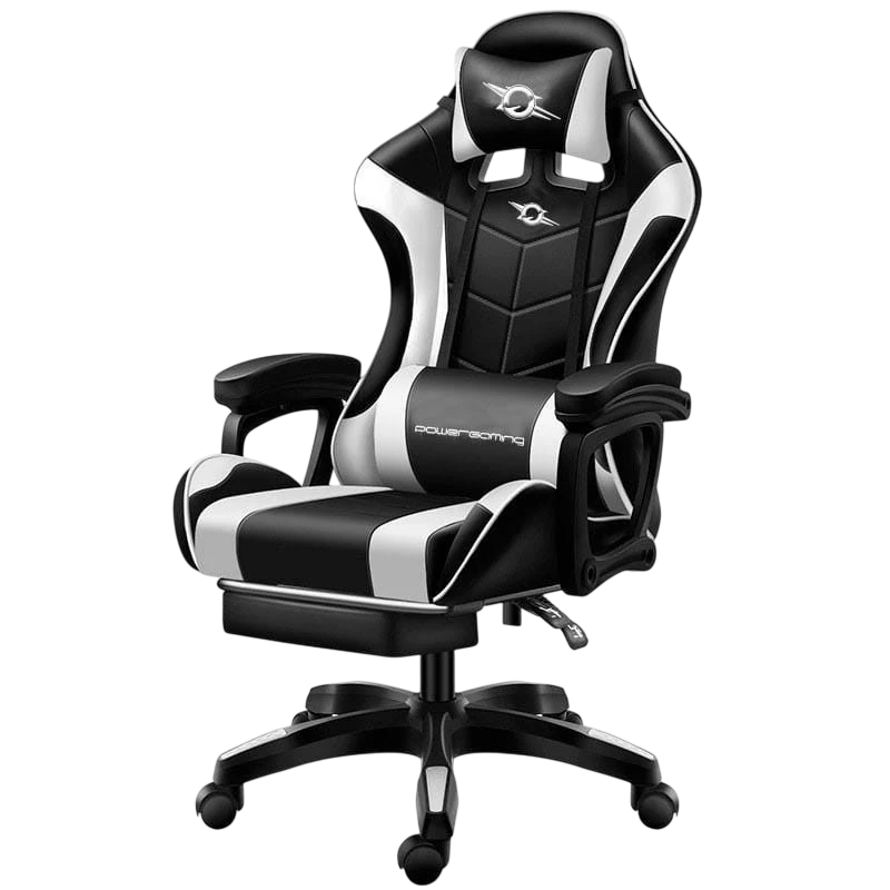 Cadeira Gaming PowerGaming Preto/Branco com Apoio para os Pés