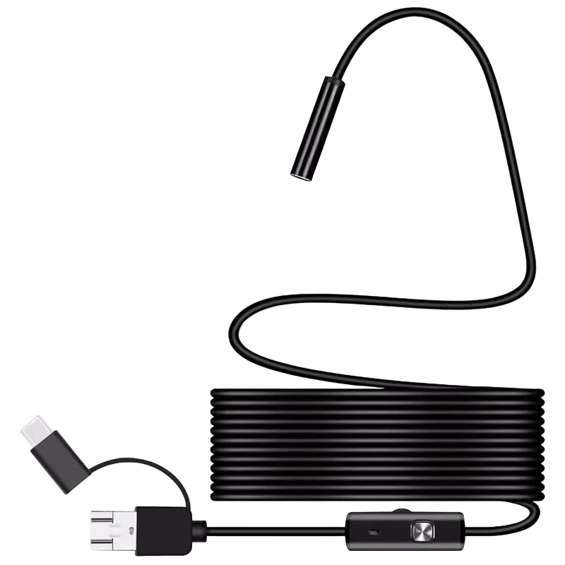 Endoscópio Digital 3 em 1 para Smartphone – 7 mm, 1 Metro LED