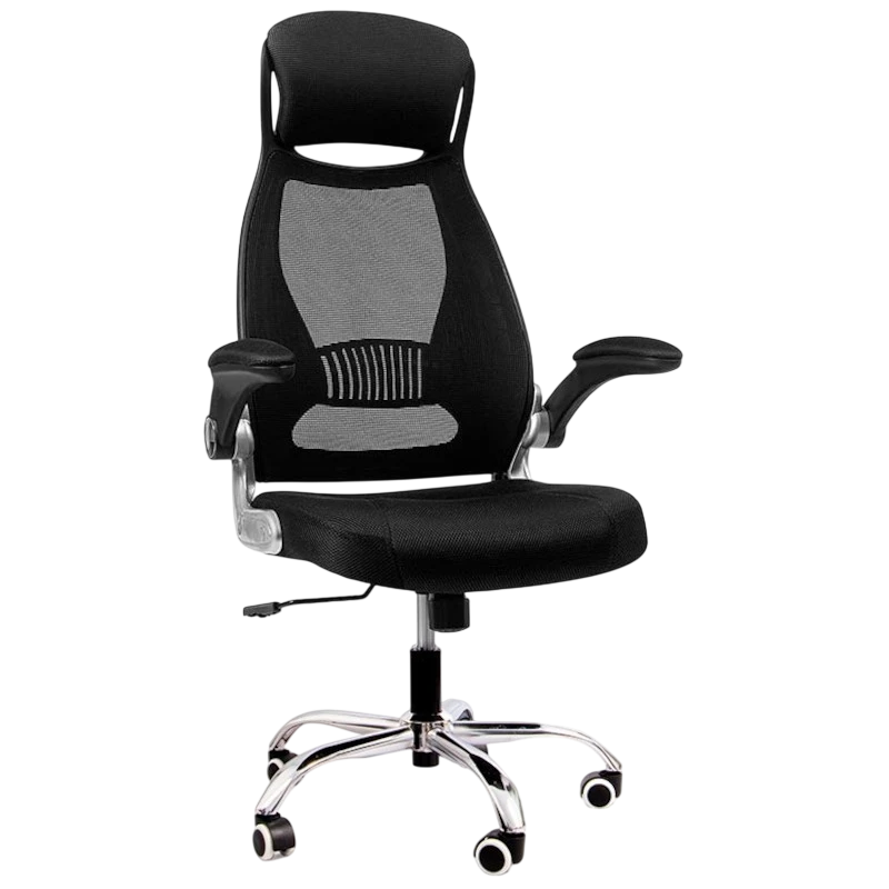 Cadeira de Escritório Powerbasics W2003 Preto com Descanso de Braços Rebatíveis