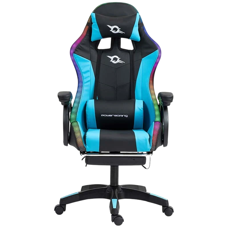 PowerGaming LED RGB Cadeira apoio para pés Preto+Azul