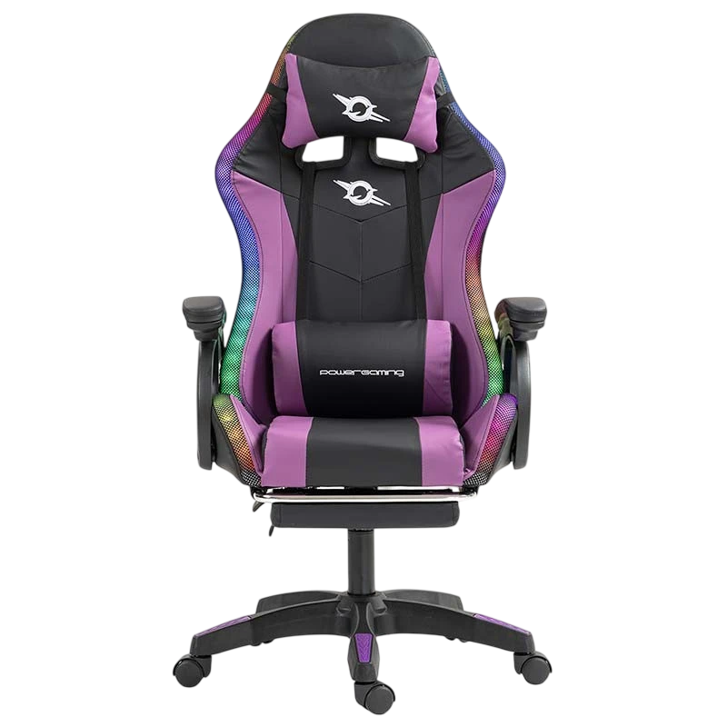 PowerGaming LED RGB Cadeira com apoio para pés Preto+Lilás