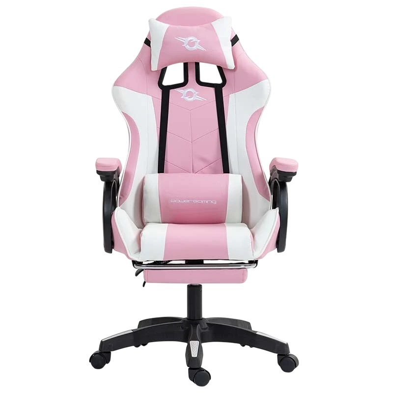 PowerGaming Apoio para pés Cadeira Branco+Rosa