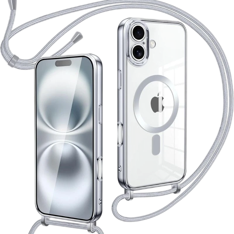 Capa Magnética com Pendente para iPhone 16 Prata