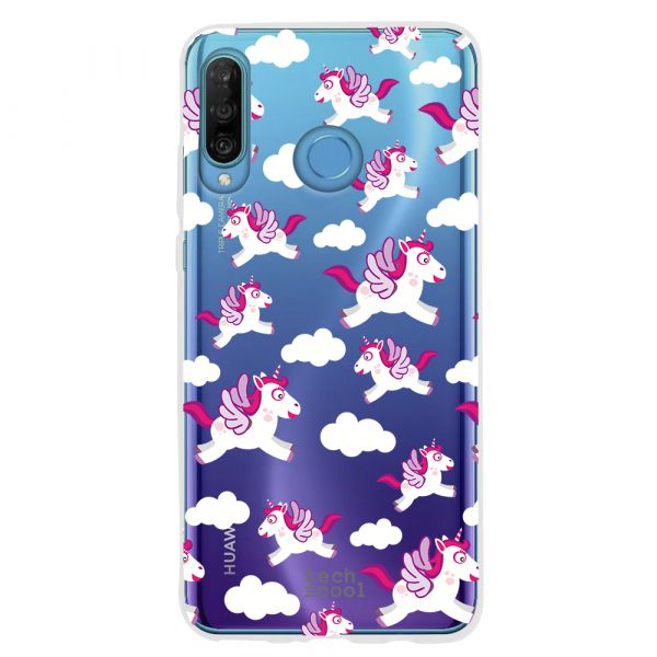 Techcool Capa de silicone para Huawei P30 Lite l unicorns transparent - F_UV450_087