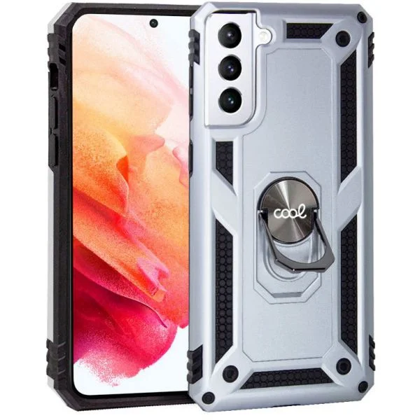 Cool Accesorios Capa Hard com Anilha para Samsung G990 Galaxy S21 Silver