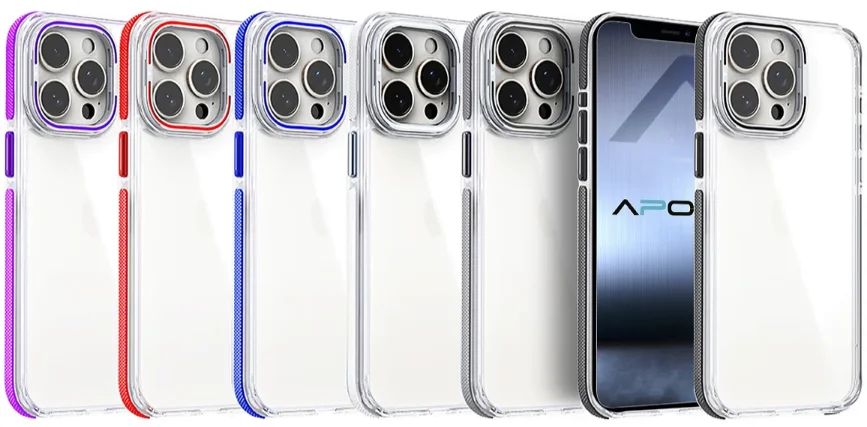 Capa Dupla Transparente de Silicone para iPhone 15 Pro Max frente/atrás