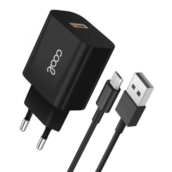 Cool Accesorios Carregador Micro-USB Universal 2,4 Amp Kit 2 em 1 Preto