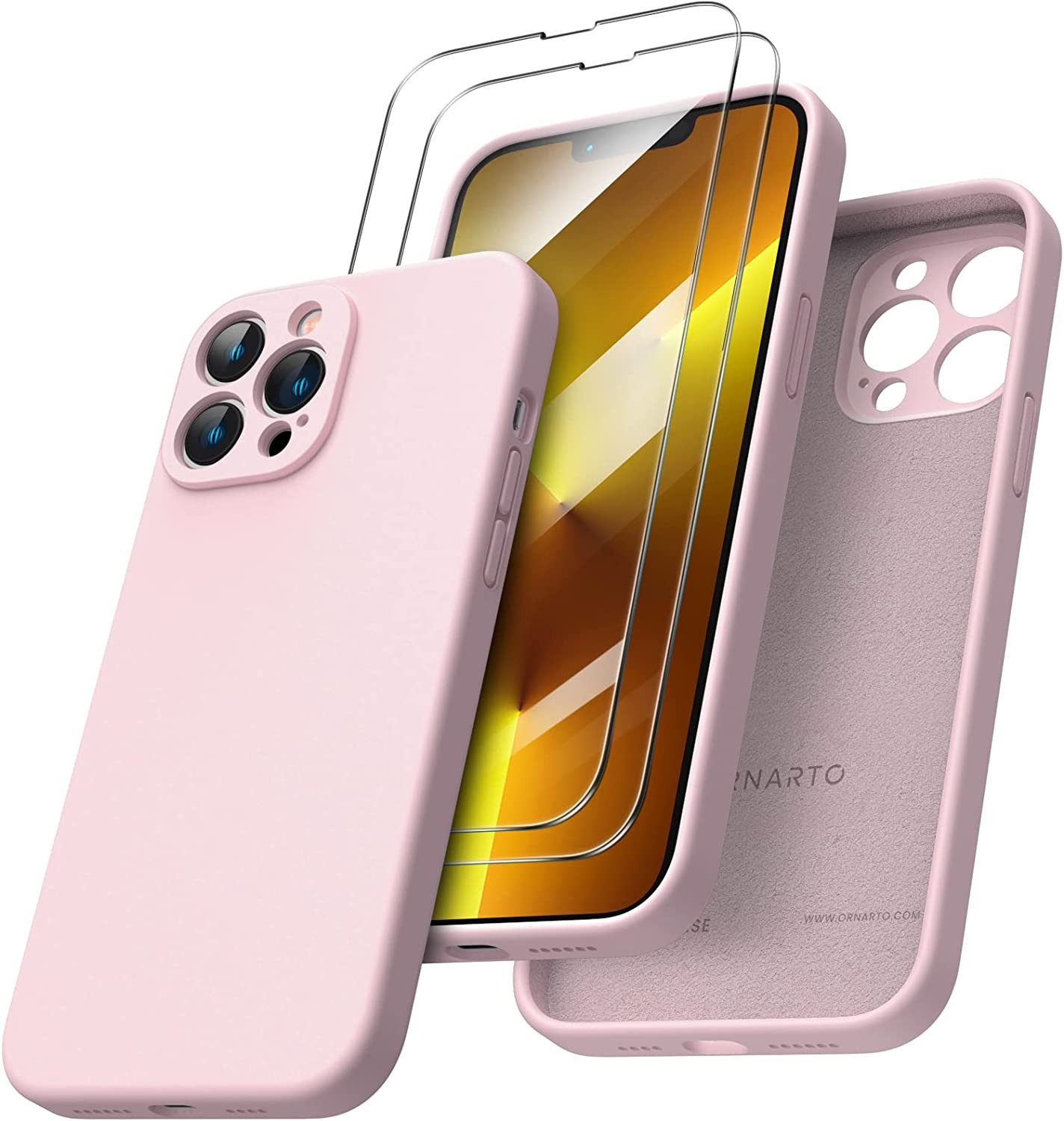 Capa Silicone 3D Rosa iPhone 12 Pro Max com 2 películas vidro temperado