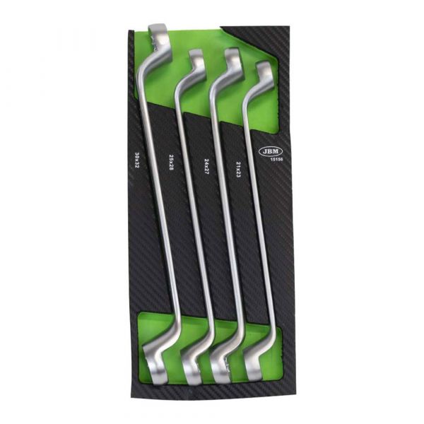Jbm Double Ring Spanner Set In Carbon Fiber Finish Eva Tray 4 Pieces Prateado