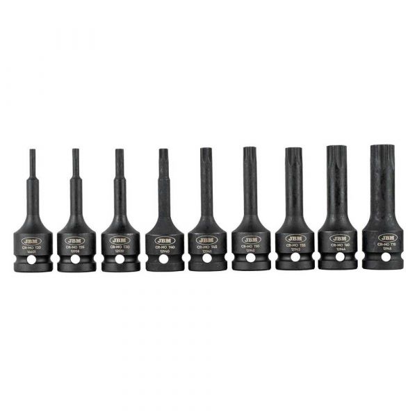 Jbm Pontas 1/2´´ Torx Impact Bits Set 8 Unidades Prateado